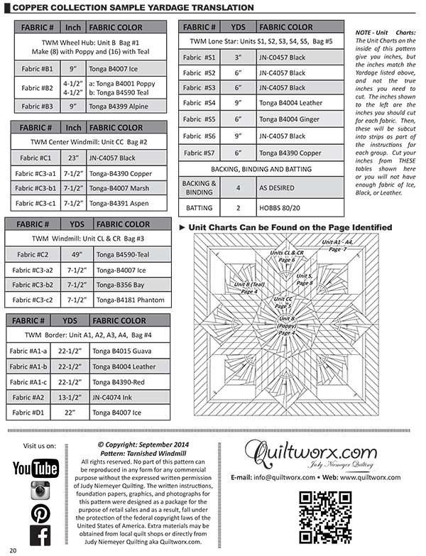 Page 20 Yardage Chart for Copper Collection Sample