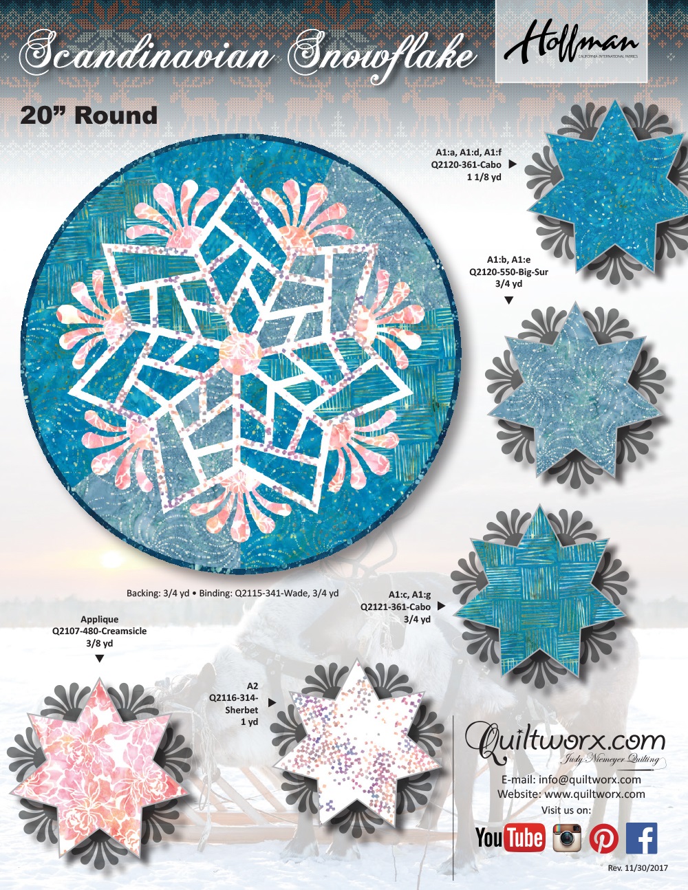 Scandinavian Snowflake 20Table Topper pattern or kit by Judy Niemeyer  Quiltworx