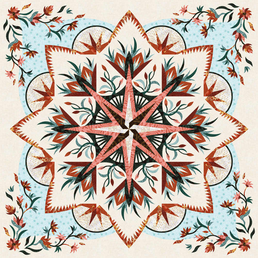 Valley Blossoms in Desert Rose • 99x99 $360.00 Fabric Only $550.00 Kit with Pattern