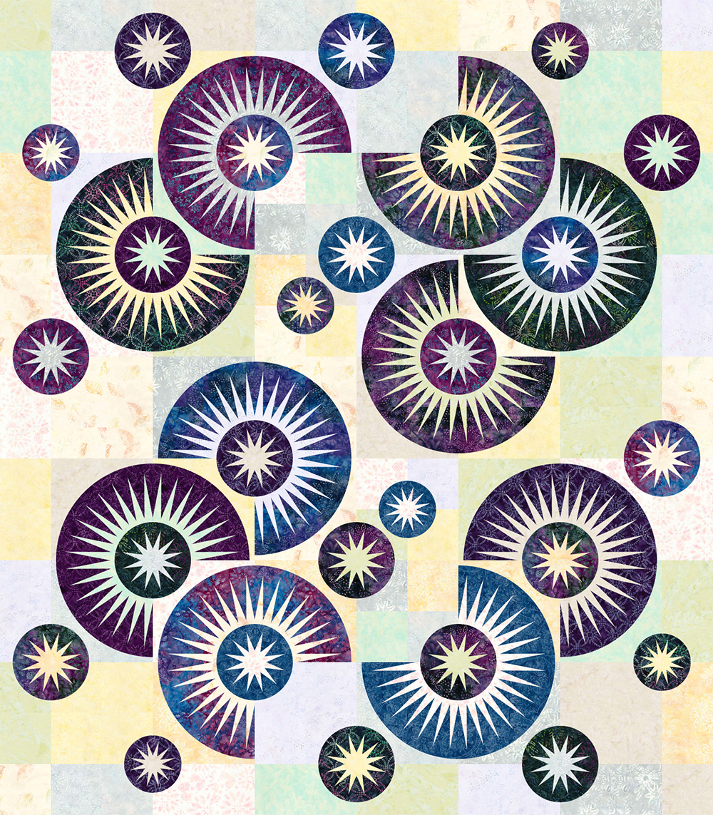 Raindrops Light with Purples and Pastels 1 Left • 70x80 $205.00 Fabric Only $240.00 Kit with Pattern