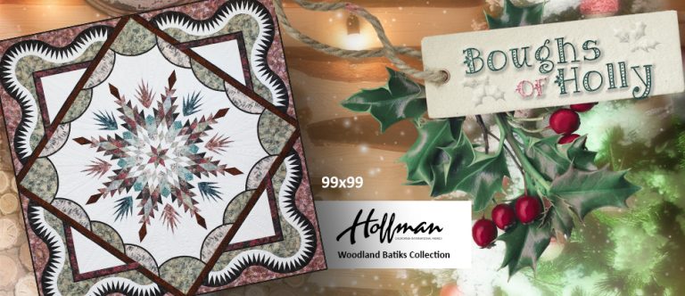 Boughs of Holly 99x99 • Fabrics: Hoffman, Woodland Batiks Collection