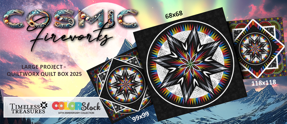 Cosmic Fireworks 68", 99", 118" • Fabrics: Timeless Treasures - ColorStock by Judy and Judel Niemeyer