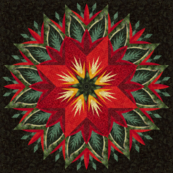 Poinsettia Radiance • 68" Square Timeless Treasures: Cedar and Sleighbells