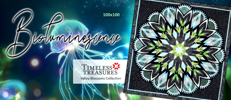 Bioluminescence Purchase Pattern: $113.00 • 100x100 • Fabrics: Timeless Treasures - Valley Blossoms Collection