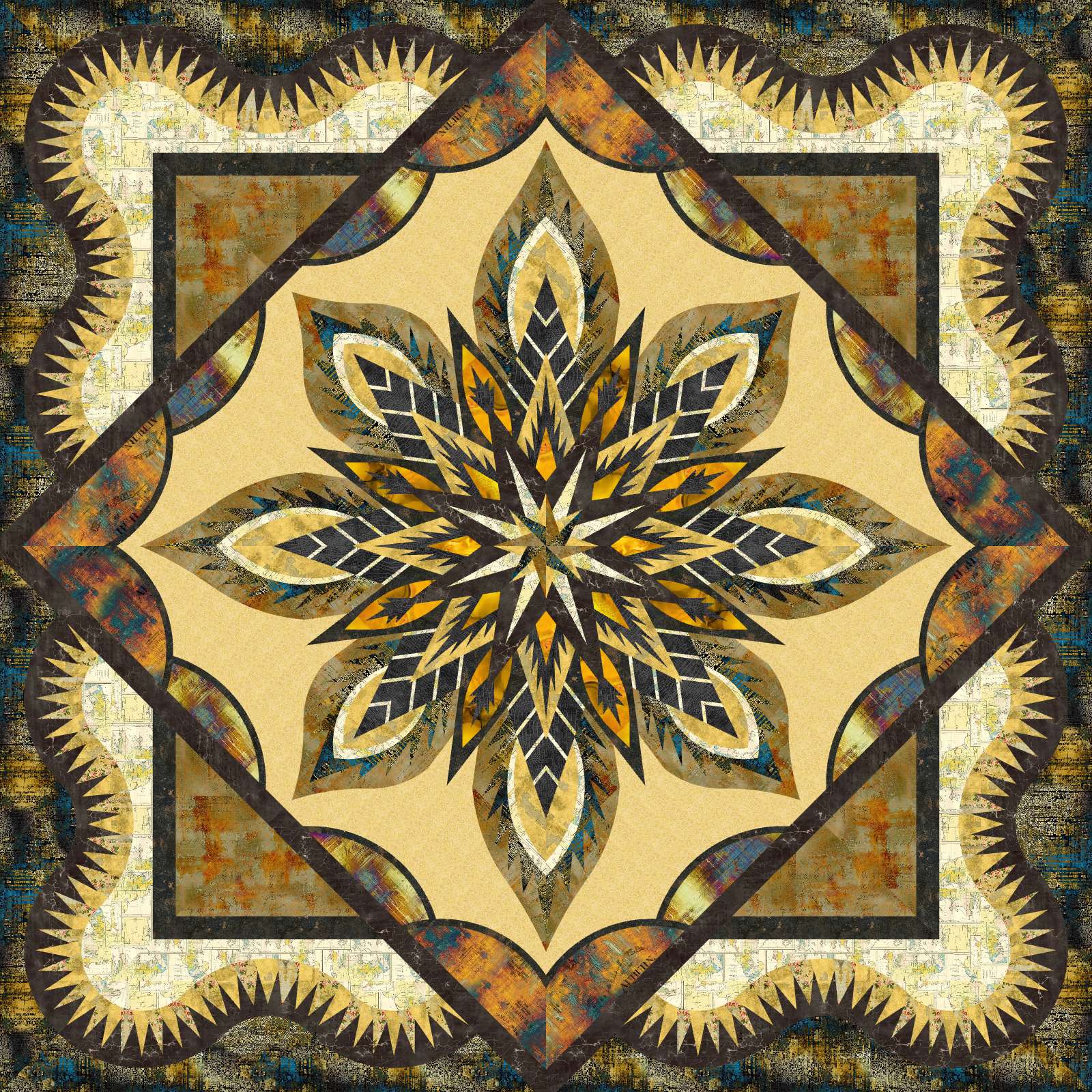 Dragons Tail Andarna Kit This kit includes 30-7/8 total yards of fabric including binding and can be purchased with or without the pattern. Fabric Only: $458.50 Kit with Replacement Papers: $514.75 Kit with Pattern: $579.00