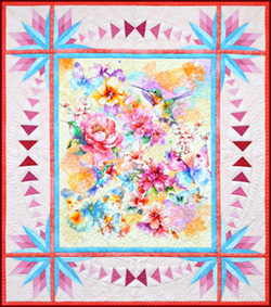 Cherry Nectar Panel Border with Hummingbird Panel 48x68